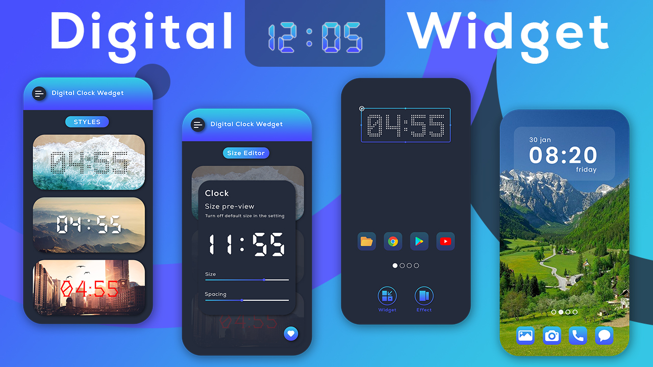 Digital Clock Widget Seven Time Resizable Clock DIGI Clock Widget Widget Clock Android